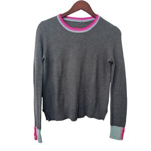 Lisa Todd Designer Sweater Top Fog Gray Candy Cuff Pink Long Sleeve Womens XS